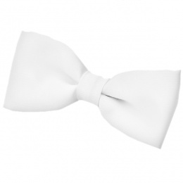 Boys White Satin Plain Dickie Bow Tie on Elastic